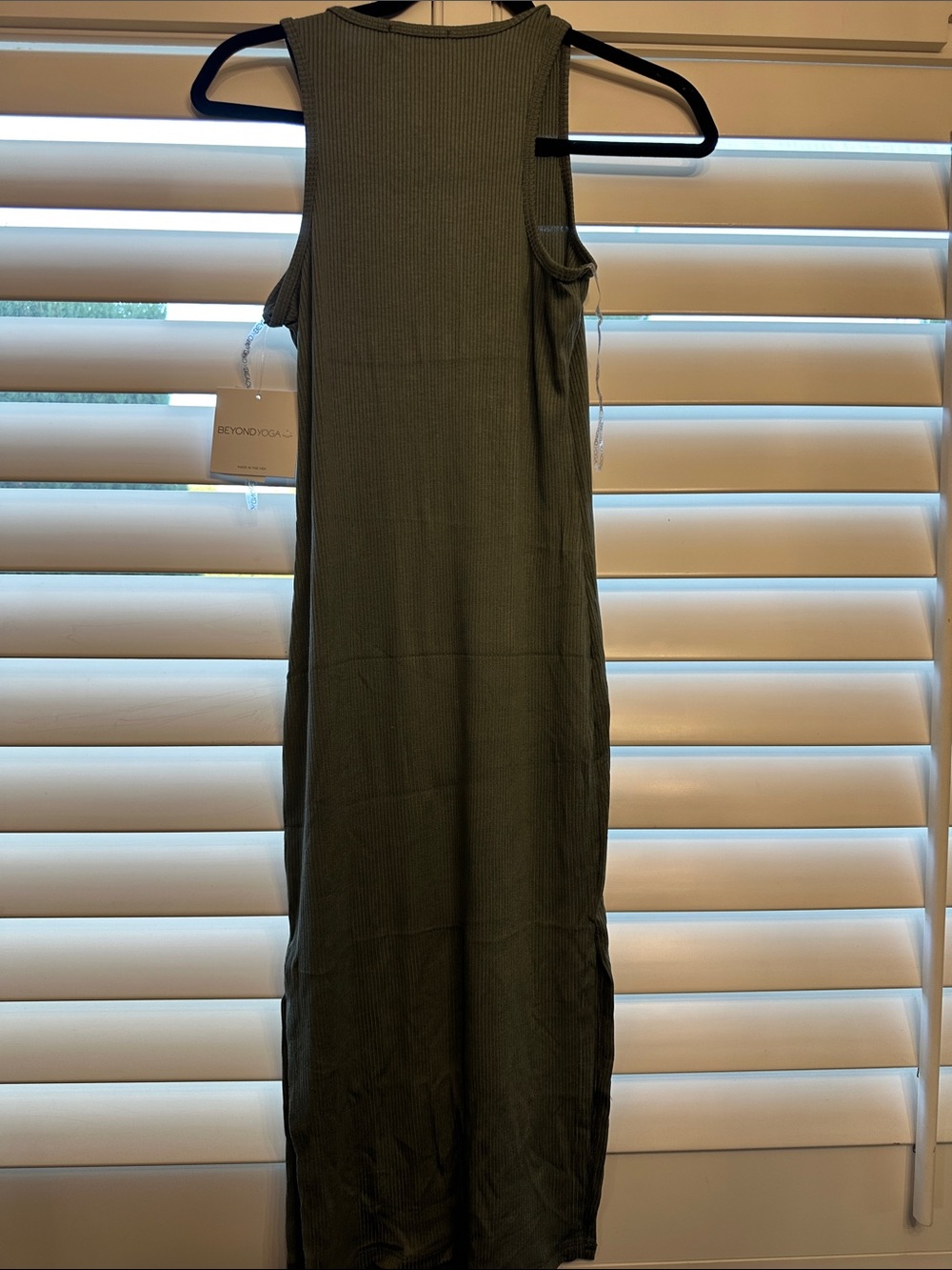 Beyond Yoga Olive Green Ribbed Sleeveless Maxi Dress
